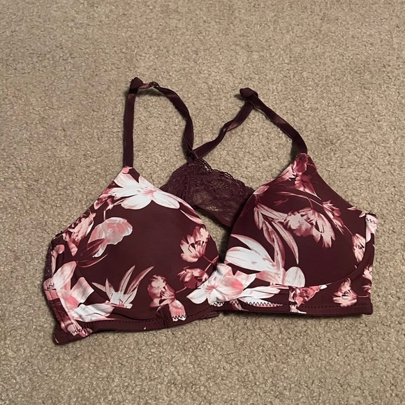Jessica Simpson maroon floral racerbackace bra - Picture 1 of 3
